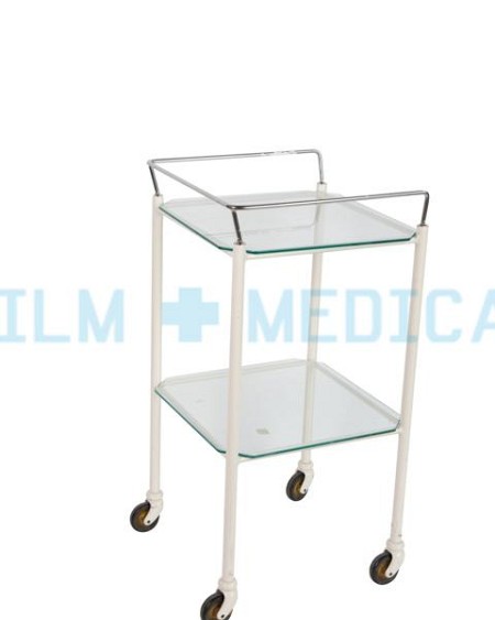 Trolley White with Glass Shelves